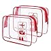 Lermende 2pcs/pack Clear Toiletry Bag TSA Approved Travel Carry On Airport Airline Compliant Bag Quart Sized 3-1-1 Kit Luggage Pouch (Red)