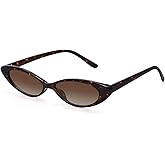 STORYCOAST Retro Cat Eye Sunglasses for Women Vintage 90S Trendy Small Frame Sun Glasses Skinny Oval Shades UV400 Protection Tortoise Frame-Gradient Brown Lens