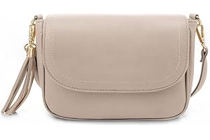 EVVE Small Crossbody Bags for Women Trendy Flap Saddle Purses with Tassel Vegan leather Shoulder bag