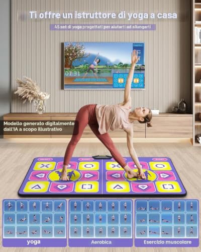 Acelufly Interactive Flannel Dance Mat for TV with Camera, Non-Slip for Children Adults, Plug And Play for Girls Boys (Purple)