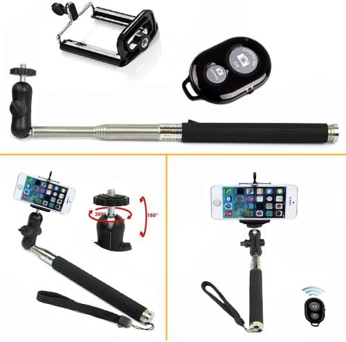 Leapcama(TM) New Design 360 Degree Rotatable Self Portrait Monopod Selfie Stick With Phone Holder For Samsung iPhone Blackberry With Bluetooth Remote Camera Wireless Shutter
