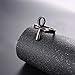 U7 Black Gun Plated Cross Ankh Ring, Size 10