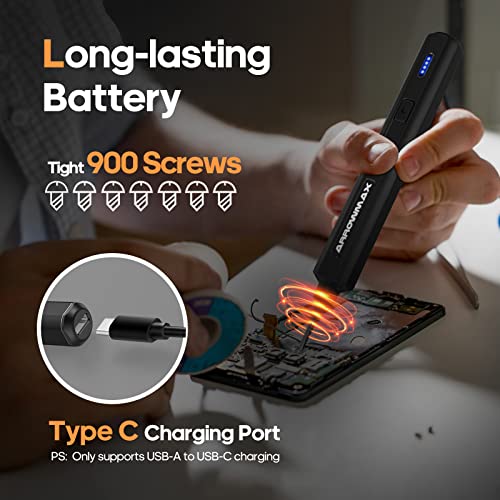 102 in 1 Electric Screwdriver, AM ARROWMAX Cordless Precision Screwdriver Set with 96 Magnetic Bits, Rechargeable Portable Electronic Screwdriver Set for Phone Laptop Camera Watch (MINI PLUS Black)