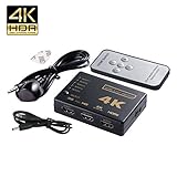 HDMI Switch 4K Intelligent 5-Port HDMI Switch, 5 in 1 out HDMI Switcher HDMI Splitter with IR Wireless Remote, High Speed HDMI Converter, support Full 3D 4k x 2k for HDTV/ DVD/ STB/ PC /Projector