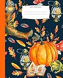 Notebook: Pumpkin Notebook with Decorative Pumpkin Cover| Fall Leaves, Owls, and Bright Fall Colors|7.5 x 9.25|110 Pages|Wide-Ruled| Perfect Gift for ... Ideas, School, To-Do-List,Creative Ideas by Fun Festive Press