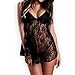 Women Babydoll Sexy Lingerie Transparent Sleepwear Lace Chemises OutfitBlack (2XL)
