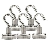 Lookatool 5PCS Strongman Magnets Powerful Neodymium Heavy Duty Magnetic Hooks (Silver (5PC))