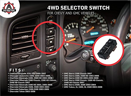 image for AA Ignition 4WD Switch 4x4 Transfer Case Button - Replaces 15136039, 1