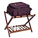 WELLAND Wood Folding Luggage Rack Suitcase Organization with Shelf, Light Cherry