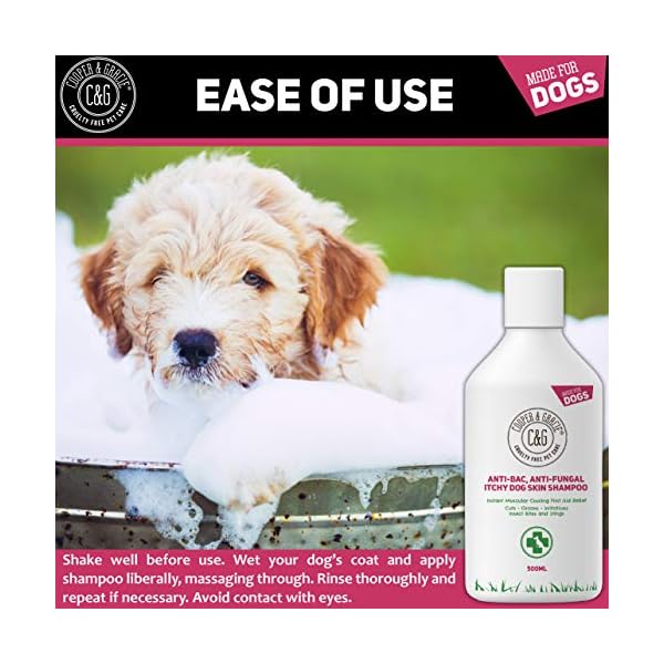 CG-Pets-Dog-Shampoo-For-Itchy-Skin-Antibacterial-And-Antifungal-100-Natural-Medicated-Low-Lather-Safe-Formula-Fast-Absorbing-and-Skin-Cooling-First-Aid-Great-For-Cuts-Grazes-Skin-Irritation C&G Pets | Dog Shampoo For Itchy Skin Antibacterial And Antifungal | 100% Natural Medicated Low Lather Safe Formula…