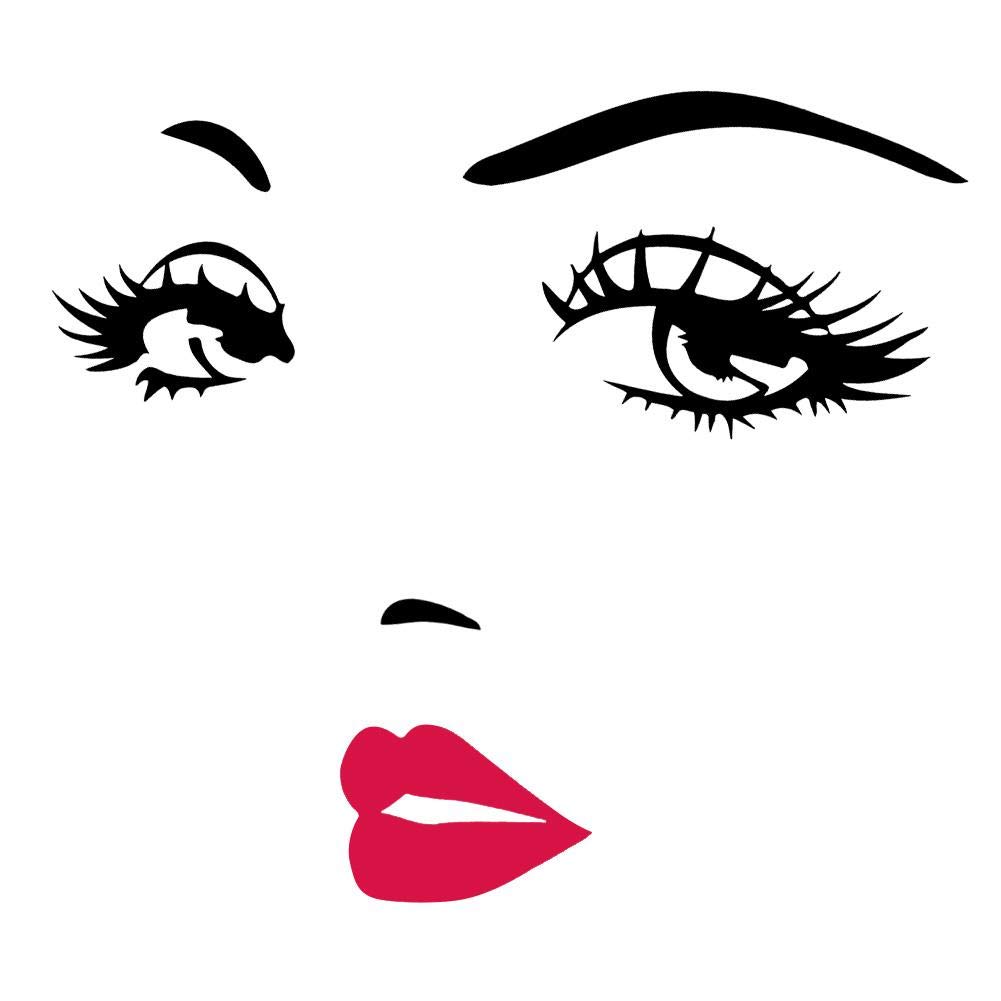 Wall Decal, Removable Black PVC Wall Sticker Beautiful Woman Face Vinyl Art Decal for Home, Bedroom Decor