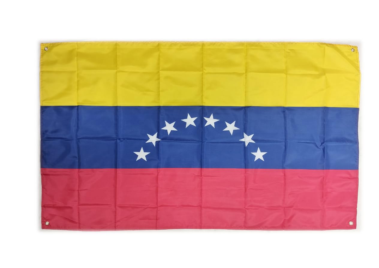 Large 5ft x 3ft (150cm x 90cm) Venezuela Flag for Balcony with 4 Eyelets and 4 Cable Ties