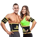 Waist Trimmer Ab Belt (1 Piece) & FREE Arm Trimmer (1 Pair) - Neoprene Trainer & Shaper - Slimming Flex Sauna Belt - Belly, Fat Loss, Weight Loss Belt - Ab Trainer, Back Brace & Abdominal Support