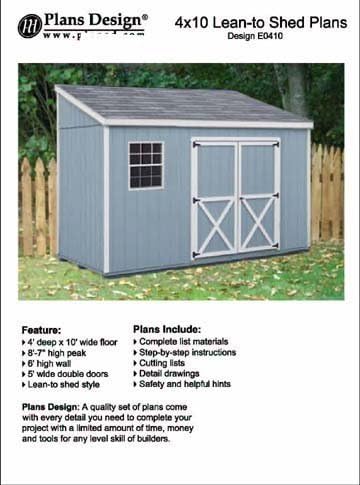 Lean To Style Backyard Shed Project Plans 4 X 10 Plans Design