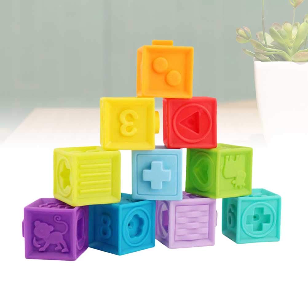 Toyvian 10 Pcs Doux Emboss Silicone Tissu Blocs De Construction Educatifs Saisir Et Empiler Doux Cubes Jouets Dapprentissage Pour Bebe Bebe Jouets D Eveil Et 1er Age Jeux Et Jouets Mkyra Org