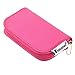 Foxnovo 22-Slots SD SDHC MMC CF Micro SD Memory Card Holder Pouch Case Zippered Storage Bag Protector (Rosy)