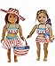 Ebuddy 5pc Hat Tops Handbag Underwear Skirt Pink Bikini Swimsuit Swimwear Clothes Fits 18 Inch Doll