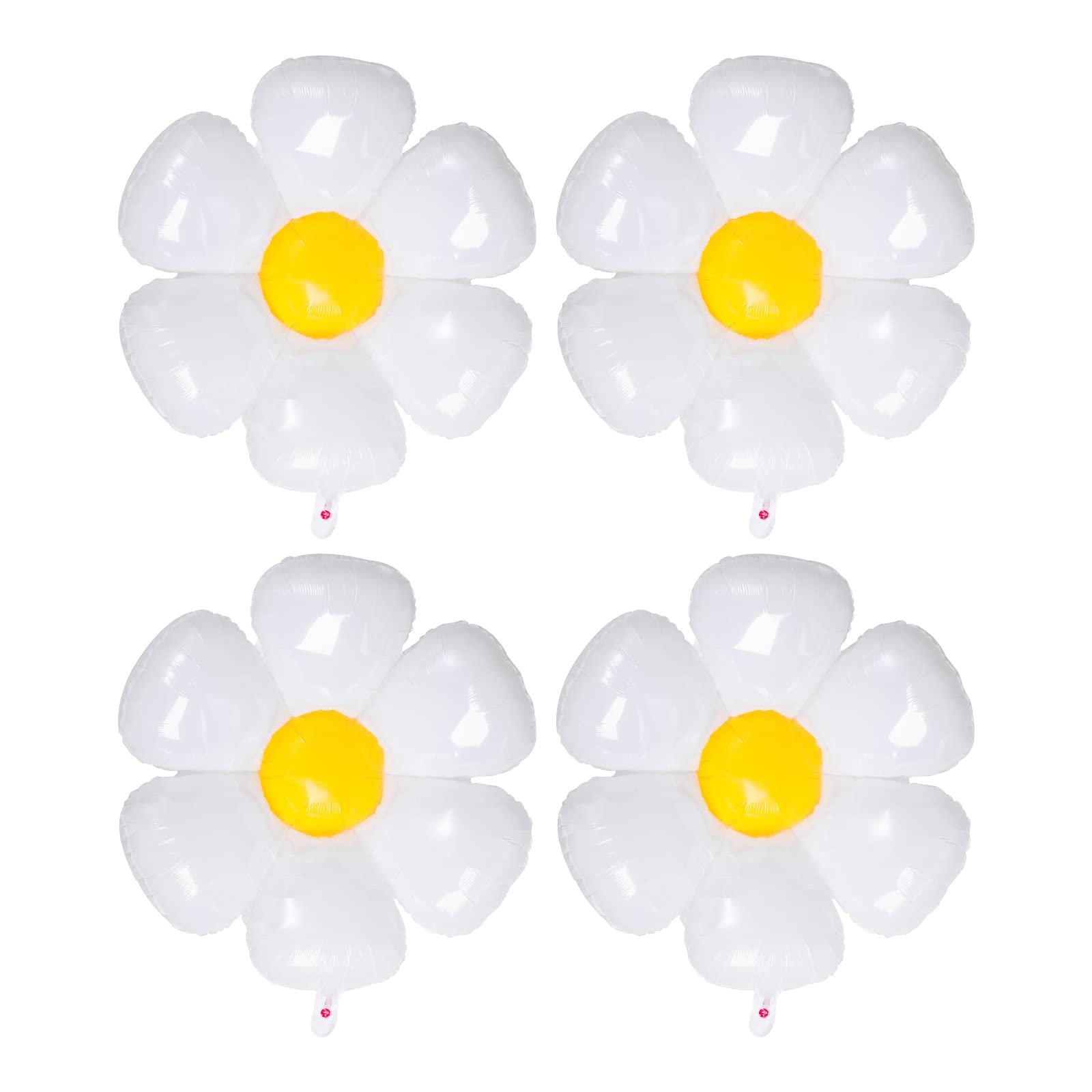 AIEX 4 Pcs Daisy Balloons, 45 Inch White Flower Balloon, Fresh Style Aluminum Film Balloons for Photo Prop Birthday Party Wedding (Large Size)