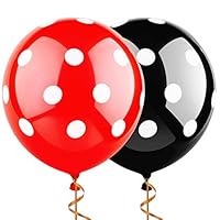 Sepco 12 Inch 100 Pcs Latex Balloons Black and Red with White Polka Dot Balloons for Wedding Birthday Party Decorations