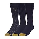 Gold Toe Men's Big and Tall Dress Crew Socks, 3 Pairs, Navy, Shoe Size: 12-16