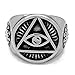 ELFASIO Men Stainless Steel Rings Illuminati The All-Seeing-Eye Pyramid/Eye Symbol Ring Size 12