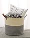 Two-Tone Coiled Cotton Rope Basket - Large Size, 15 x 15 x 14 Inch - Decorative Woven Storage Basket for Laundry Clothes, Toys, Blankets, Pillows