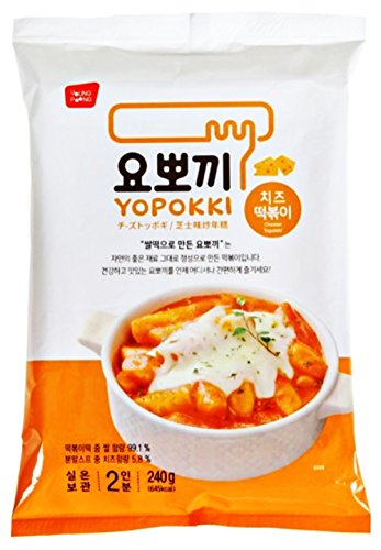 Yopokki Prepared Korean Rice Cake Instant Packet (3 Pack, Cheese)