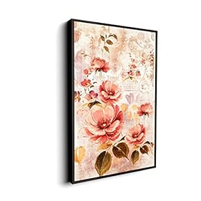 Canvas Wall Art for Living Room, Bedroom Vintage Flower Framed Canvas Prints for Home Decoration Ready to Hang - 16"x24" inches
