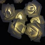 16ft/4.8m Solar Wedding Decorations Lights Rose Shape 20 LEDs Party String Light For Christmas Wedding Halloween Patio Party Light Strings Solar Powered (Warm White)