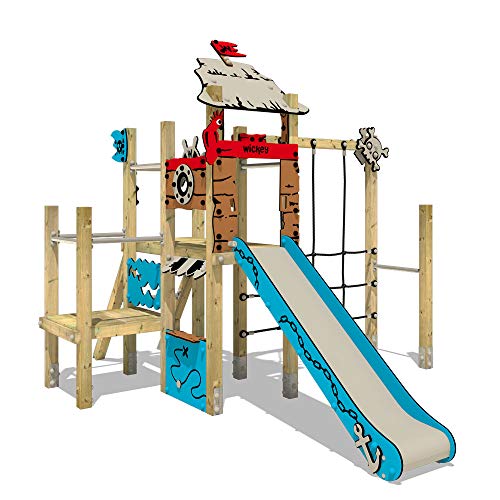 Klettergerüst WICKEY PRO Magic Fear+ für den öffentlichen Kinder-Spielplatz - Kletterturm mit Rutsche für Kindergarten…