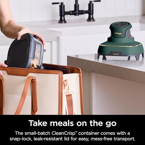 Freidora de aire de vidrio portátil Ninja Crispi 5 en 1, recipientes de vidrio de 4 cuartos, 2.5 cuartos y 6 tazas con platos para verduras y tapas de almacenamiento, apto para microondas, congelador y lavavajillas, verde British Racing, FN103BF Freidora de aire de vidrio portátil Ninja Crispi 5 en 1, recipientes de vidrio de 4 cuartos, 2.5 cuartos y 6 tazas con platos para verduras y tapas de almacenamiento, apto para microondas, congelador y lavavajillas, verde British Racing, FN103BF