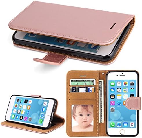 iPhone 6 Case, iPhone 6S Case, SOWOKO Leather Wallet Case Book Design with Flip Cover and Card Slots/ Magnetic Closure/ Stand for iPhone 6/ 6S, Rose Gold