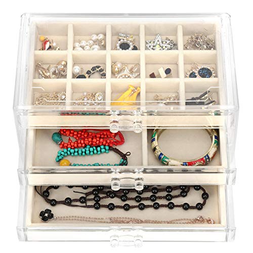FEISCON Acrylic Jewelry Organizer Makeup Cosmetic Storage Organizer box