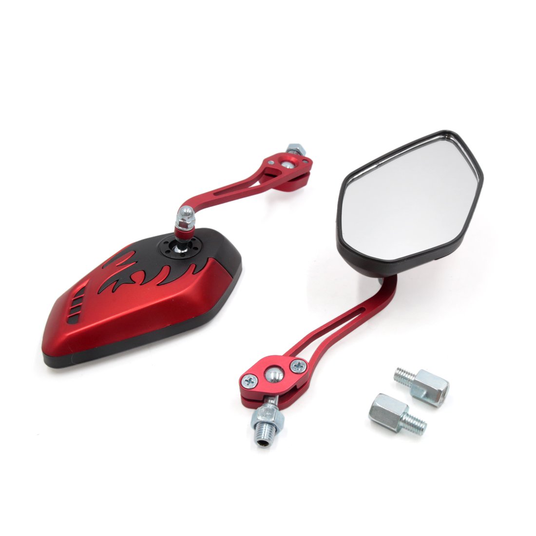 sourcingmap 8mm 10mm Thread Dia Motorbike Modified Rearview Mirror Red