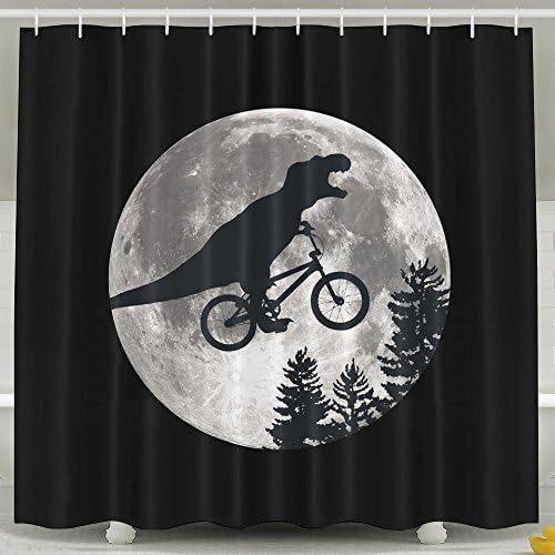 Dinosaur Bike And MOON Shower Curtain Fabric Bathroom Shower Curtain Set,72x60 Inch