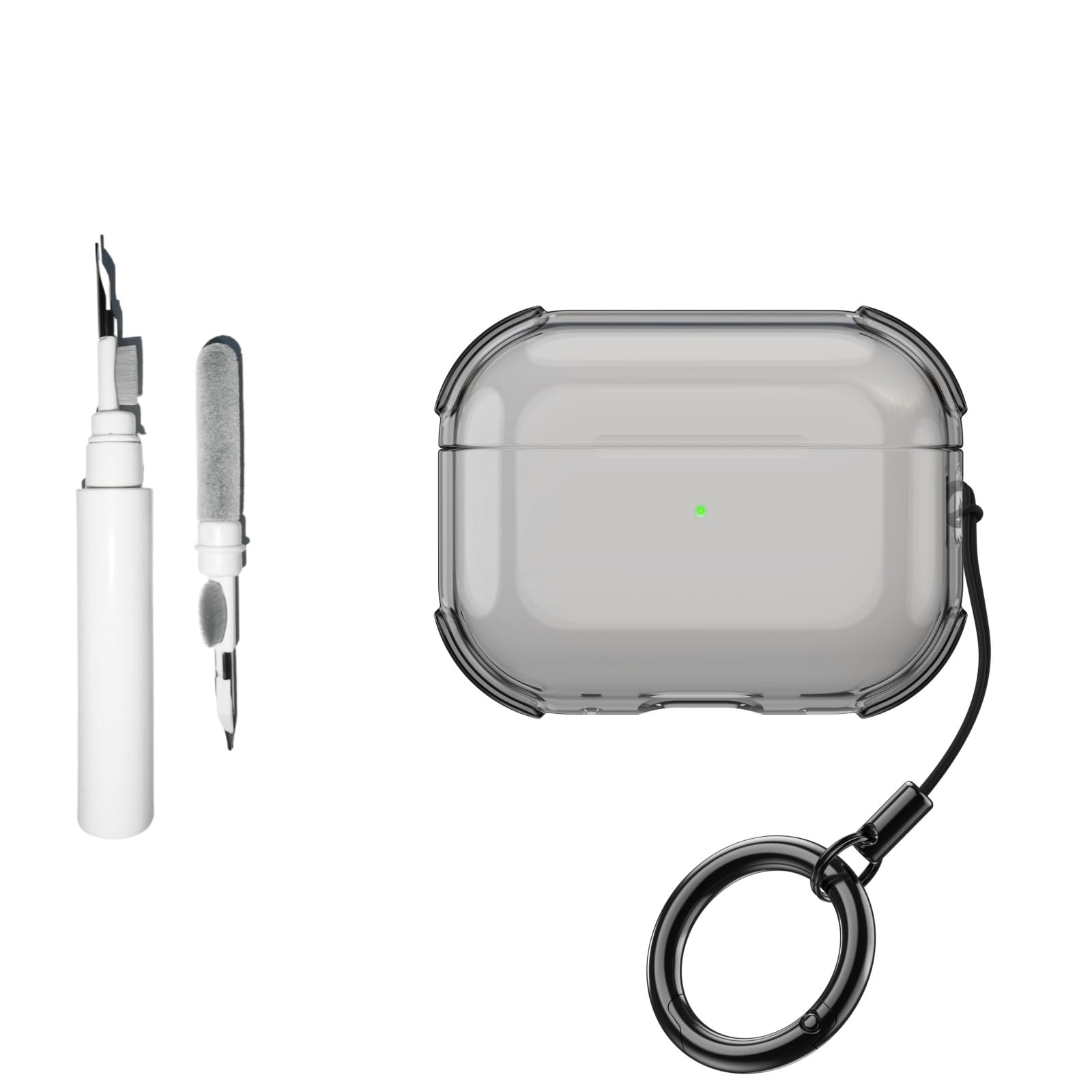 Photo 1 of [3 in 1] TSVSXS Clear Case Compatible with AirPods with Lanyard Keychain and Cleaning Kit, Soft TPU Transparent Shockproof Four Corners Anti-Drop Protective Cover for Men Women