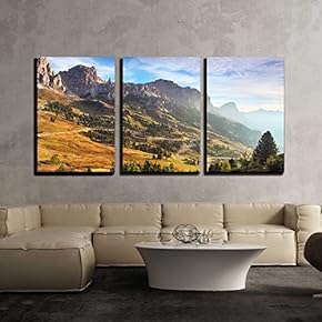 3 Piece Canvas Wall Art - Beautiful Summer Landscape in The Mountains Sunrise - Italy Alp Dolomites - Modern Home Art Stretched and Framed Ready to Hang - 16"x24"x3 Panels