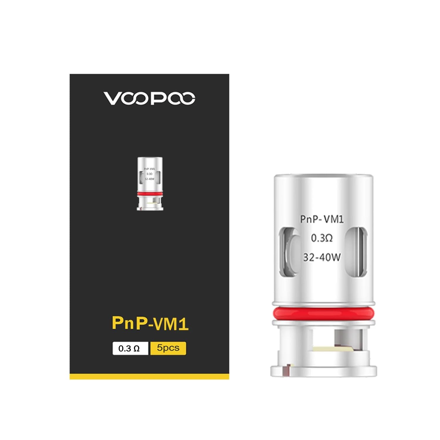 VOOPOO PNP Replacement Coil VM1 0.3 Ohm [Pack of 5] - Mesh Atomizer Head for DragX/DragS/Drag4/Argus/ArgusPro Kit, PnPPod Tank, Massive Vapour, No Nicotine
