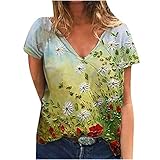 Butterfly Graphic Tops for Women V Neck Tshirt
