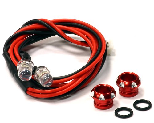 Integy C24386RED Billet Machined Alloy LED Holder Set 5mm Size + (2) White LED Light