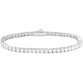 Lulu Mel 18K Gold Plated Tennis Bracelet for Women Men, 3/4/5mm Iced Out 5A Cubic Zirconia Classic Tennis Chain Bracelets 7 Inches 8 Inches, Diamond Tennis Bracelet Lady Fashion Jewelry