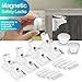 Baby Proofing, 43 Pcs Cabinet Locks Child Safety- 8 Magnetic Cabinet Locks+2 Keys, 16 Clear Corner Protectors, 10 Outlet Plugs, 6 Child Safety Locks, No Drill Required Baby Proof Set