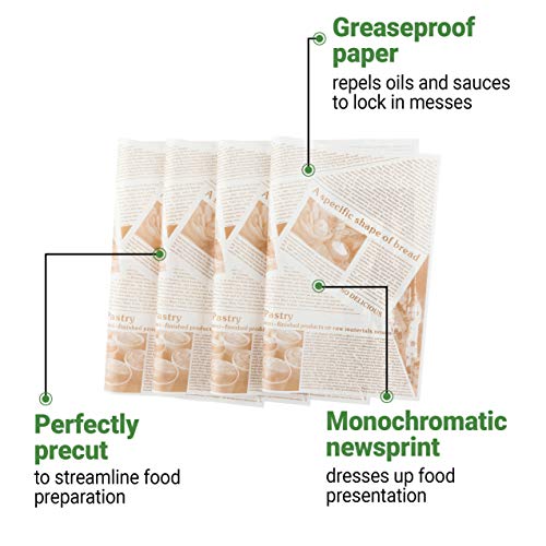 Gastronomia 15 x 11 Inch Deli Papers, 200 Newsprint Sandwich Wrapping