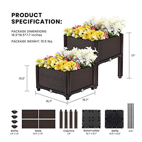 VIVOHOME 2 Packs Elevated Plastic Raised Garden Bed Planter Kit