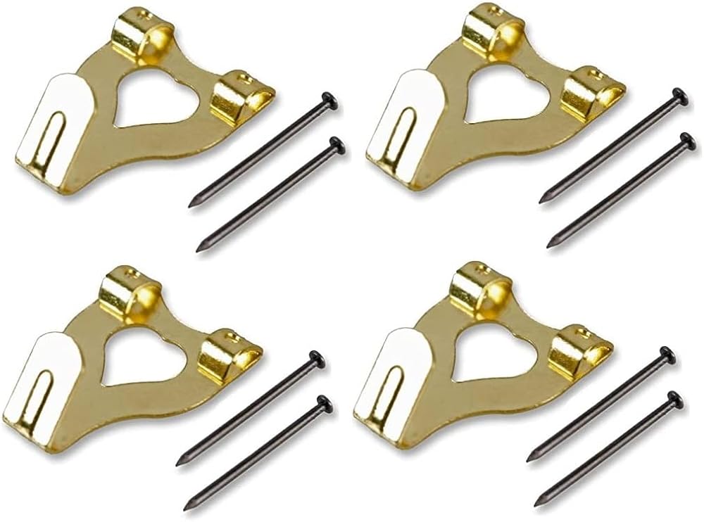 Merriway BH04782 Double Picture Hooks Brass Plated 10 Pcs