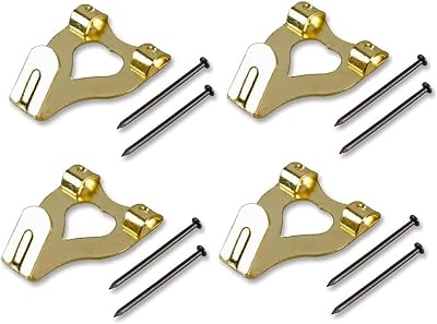 Merriway BH04782 Double Picture Hooks Brass Plated 10 Pcs