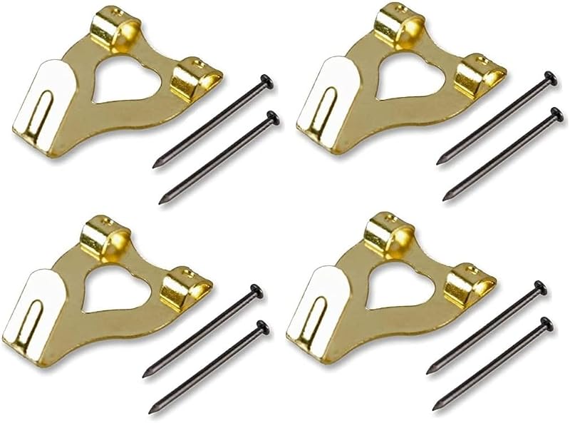 Merriway BH04782 Double Picture Hooks Brass Plated 10 Pcs