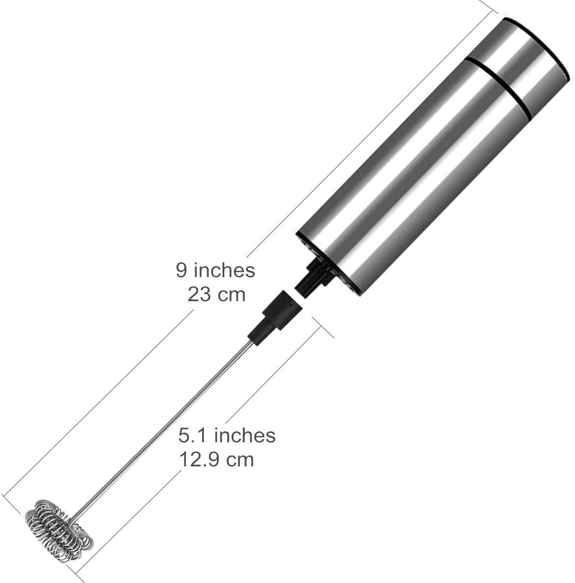 Milk Frother Handheld Battery Operated, Coffee Frother for Milk Foaming, Latte/Cappuccino Frother Mini Frappe Mixer for Drink, Hot Chocolate, Stainless Steel Silver: Kitchen & Dining