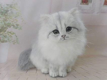 Amazon 羊毛フェルト 仔猫 ふわり ペルシャ猫 チンチラシルバー