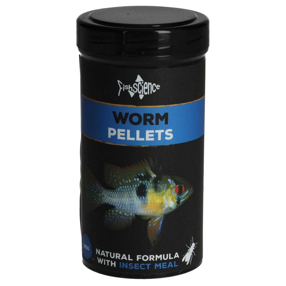 FishScience Tropical Fish Worm Pellets 125g (250ml) | | Fish Food | Aquarium | High Protein 44% – Colour Enhancing, Immune Boosting Complete Nutrition for Mid-Water & Bottom Feeders